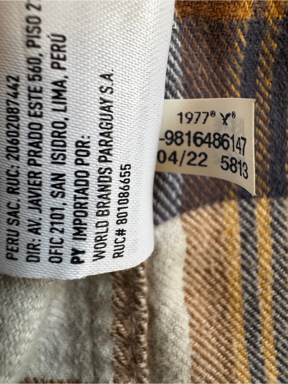 American Eagle Men's Flannel Shirt Khaki Super Soft Flannel Plaid Button Down S - Picture 7 of 13